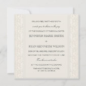 Elegant Creme Damask Wedding Invitation Kaart (Voorkant)