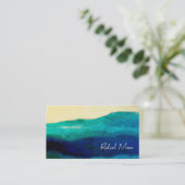 Elegant crème en blauwe grunge signatuur abstract  visitekaartje (Staand voorkant)