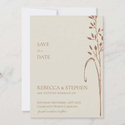 Elegant crème en terracotta boho sla de datum op kaart (Voorkant)