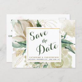Elegant Creme Floral Save the Date Wedding Aankondigingskaart