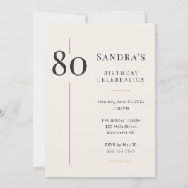 Elegant Crème & Goud 80ste Verjaardag Kaart