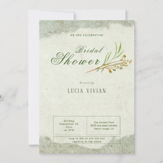 Elegant  crème groen rustiek Vrijgezellenfeest Kaart (Voorkant)