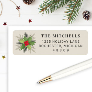 Elegant Crème Kerst Groenaardse Retouradres Etiket