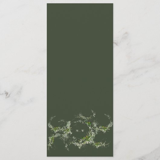Elegant crème monogram | Eucalyptus krans bruiloft Menu (Achterkant)