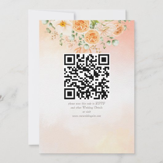 Elegant crème perzik oranje bloemen kaart (Achterkant)