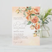 Elegant crème perzik oranje rozen kaart (Staand voorkant)