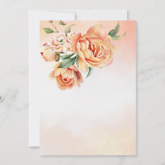 Elegant crème perzik oranje rozen vrijgezellenfees kaart (Achterkant)