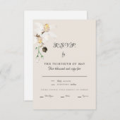 Elegant Crème Wit Bloemen Diner Script RSVP (Voorkant / Achterkant)