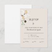 Elegant Crème Wit Bloemen Diner Script RSVP Kaartje (Voorkant / Achterkant)