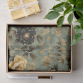 Elegant Crème & Zwart Roos op Sage Green Decoupage Tissuepapier (Geschenk)