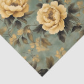 Elegant Crème & Zwart Roos op Sage Green Decoupage Tissuepapier (Detail)