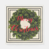 Elegant crème, zwart-wit en rood kerstfeest servet (Voorkant)