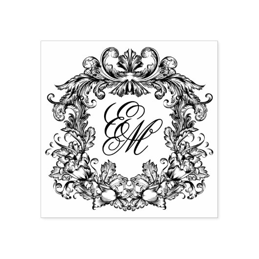 Elegant Crest Bruiloft Monogram Rubberstempel (Afrduk)