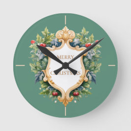 Elegant Crest Christmas Kaart Ronde Klok