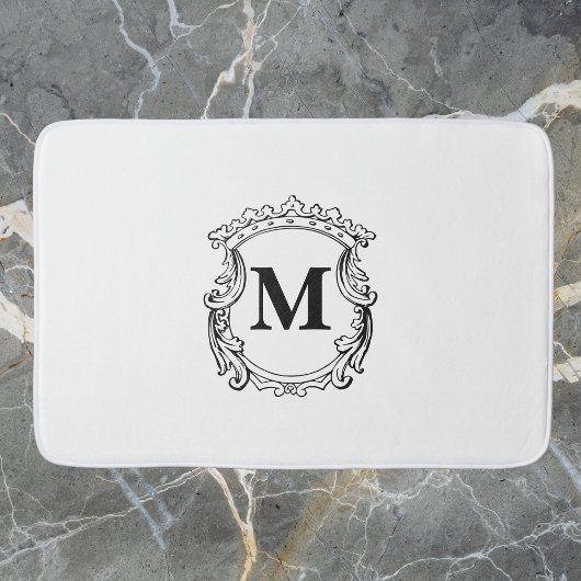 Elegant Crest Custom Monogram Badmat