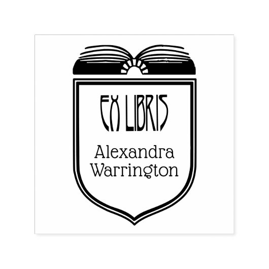 Elegant Crest Ex Libris Boeknaam Embosser Zelfinktende Stempel (Design)
