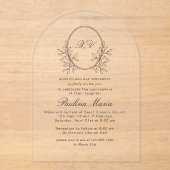 Elegant Crest Formal Quinceañera Acryl Uitnodigingen (Voorkant)