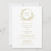 Elegant Crest Gold Classic Formal Wedding Logo Kaart (Voorkant)