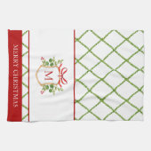 Elegant Crest met Initiaal Holiday Theedoek (Horizontaal)