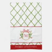 Elegant Crest met Initiaal Holiday Theedoek (Verticaal)