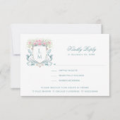 Elegant Crest met Rozen RSVP Response Kaart (Voorkant)