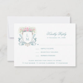 Elegant Crest met Rozen RSVP Response Kaart