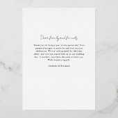 Elegant Crest Monogram 1 Foto Dank u bruiloft Folie Uitnodiging (Achterkant)