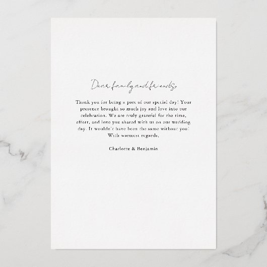 Elegant Crest Monogram 1 Foto Dank u bruiloft Folie Uitnodiging (Achterkant)