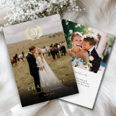 Elegant Crest Monogram 2 Foto Dank u bruiloft Folie Uitnodiging