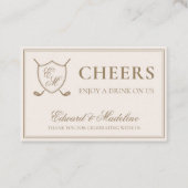 Elegant Crest Monogram Golf Wedding Drink Ticket (Voorkant)