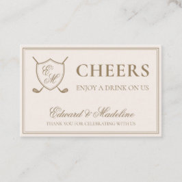 Elegant Crest Monogram Golf Wedding Drink Ticket