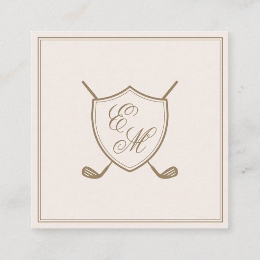 Elegant Crest Monogram Golf Wedding Label (Achterkant)