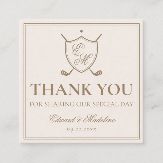 Elegant Crest Monogram Golf Wedding Label