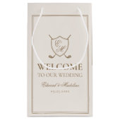 Elegant Crest Monogram Golf Wedding Welcome Bag Klein Cadeauzakje (Achterkant)