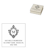 Elegant Crest Monogram Initiaal Naam Adres  Rubberstempel (Gestempeld)