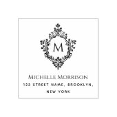 Elegant Crest Monogram Initiaal Naam Adres  Rubberstempel (Afrduk)