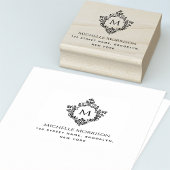 Elegant Crest Monogram Initiaal Naam Adres  Rubberstempel