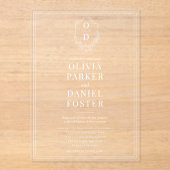 Elegant Crest Monogram Luxury Wedding Acryl Uitnodigingen (Voorkant)