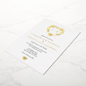 Elegant Crest Monogram Weddenschap Gold Folie Uitnodiging (Gedraaid)