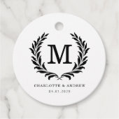 Elegant Crest Monogram Wedding Bedankjes Labels (Voorkant)