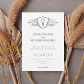 Elegant Crest Monogram Wedding Invitation Kaart