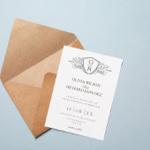 Elegant Crest Monogram Wedding Invitation Kaart