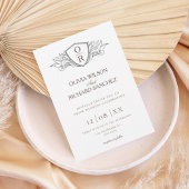 Elegant Crest Monogram Wedding Invitation Kaart