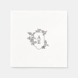 Elegant Crest Monogram Wedding Napkin Servet