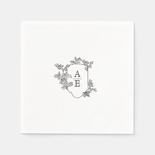Elegant Crest Monogram Wedding Napkin Servet (Voorkant)