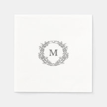 Elegant Crest Monogram Wedding Napkin