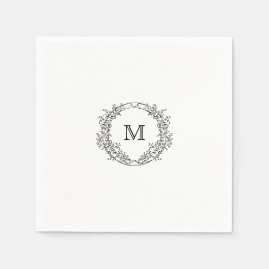 Elegant Crest Monogram Wedding Napkin Servet (Voorkant)