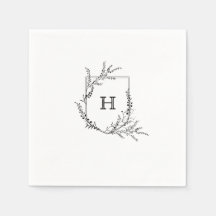 Elegant Crest Monogram Wedding Napkin