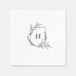 Elegant Crest Monogram Wedding Napkin Servet