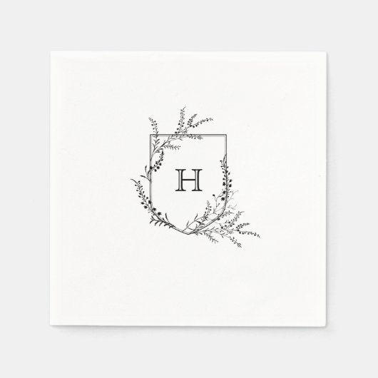 Elegant Crest Monogram Wedding Napkin Servet (Voorkant)